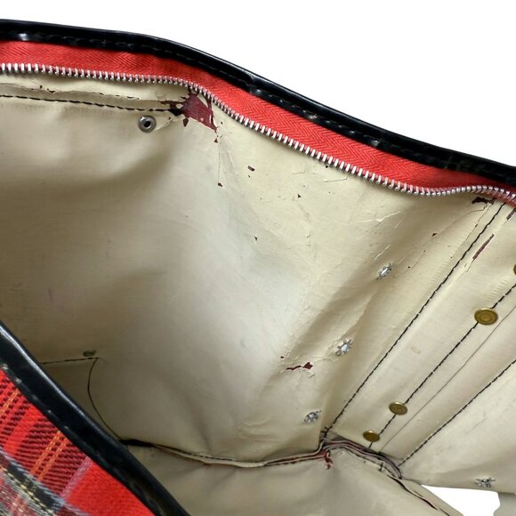 Vintage Ice Skates Bag with Handle Red Plaid Retro Holiday MCM Christmas Decor - Picture 13 of 13